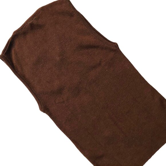 Retro Vintage 1960s Dark Brown V-Neck Sleeveless Knit Top Sweater Vest - Picture 6 of 9